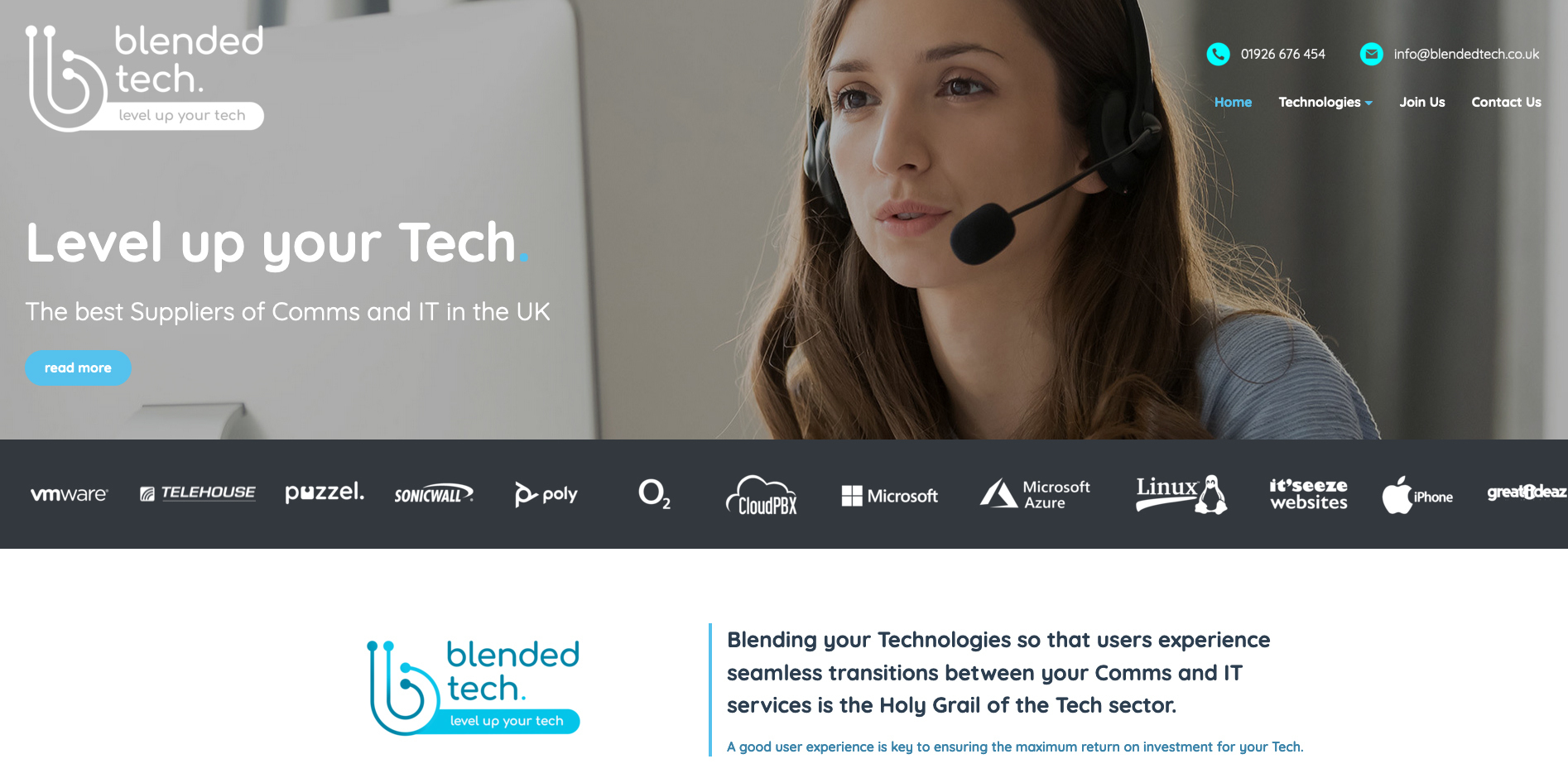The new Blended Tech website designed by it'seeze, displayed on desktop
