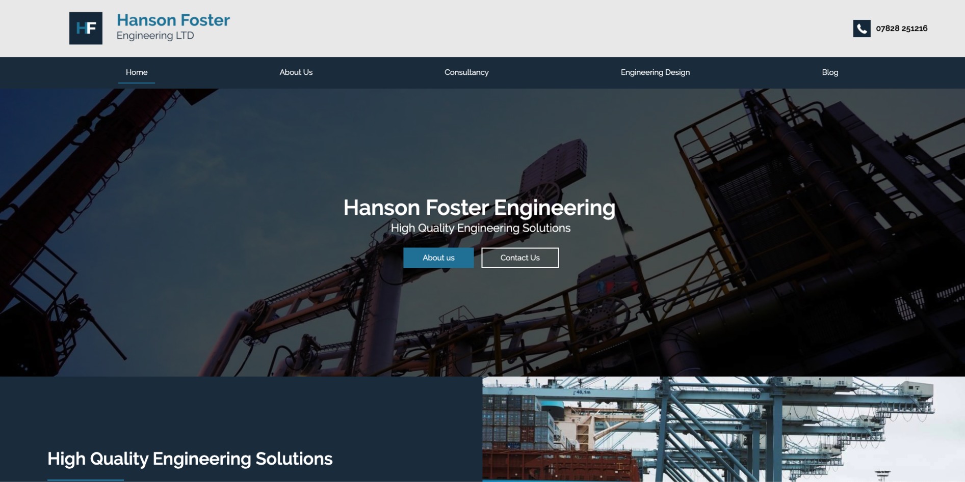 The new Hanson Foster Engineering website designed by it'seeze, displayed on desktop