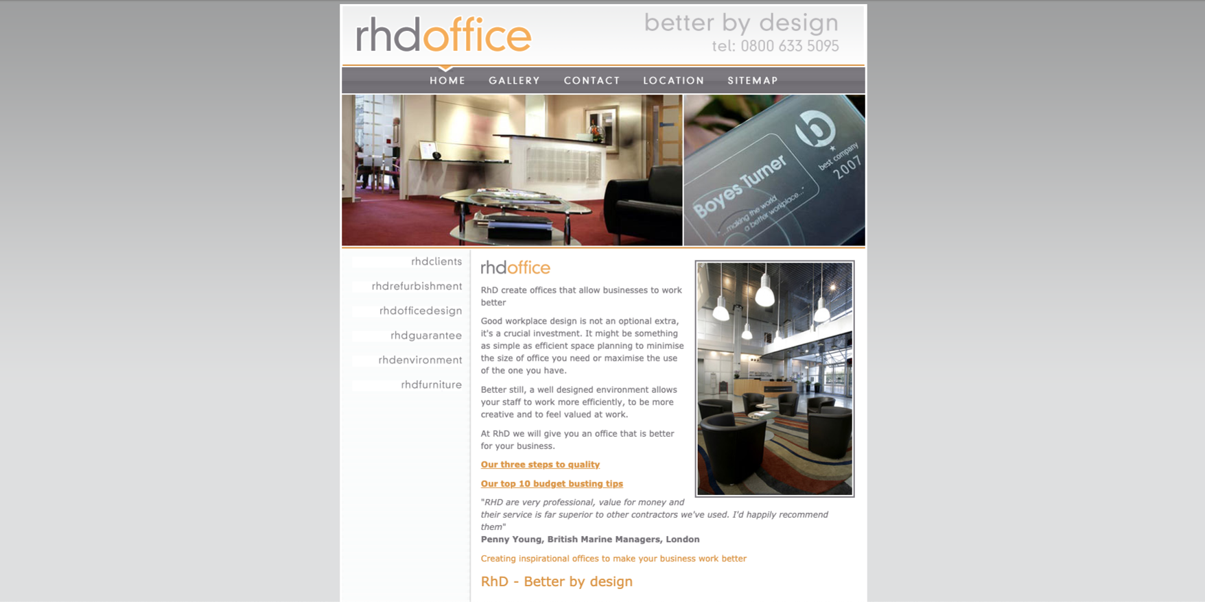 The previous RHD Office website, displayed on desktop